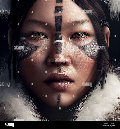 Inuit Woman Face Canada Nunavut Hudson Bay Kivalliq Arviat Stock