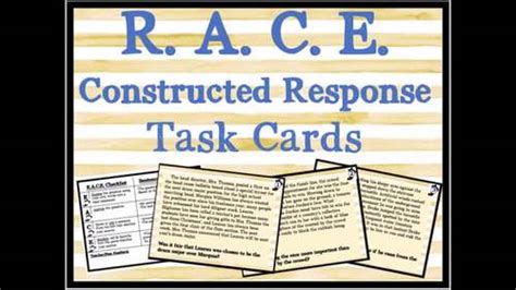 Race Constructed Response Task Cards With Mini Writing Rubric Lexiles