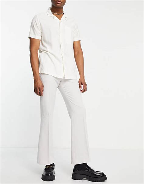 Asos Design Flared Smart Pants In Pale Gray Asos