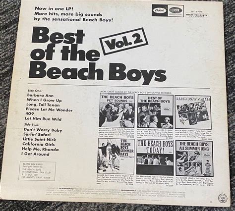 Best Of The Beach Boys Vol 2 1967 Capitol Label Dt 2706 Vinyl Lp