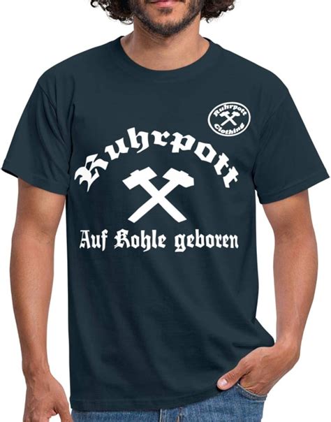 Spreadshirt Ruhrpott auf Kohle geboren Männer T Shirt Amazon de