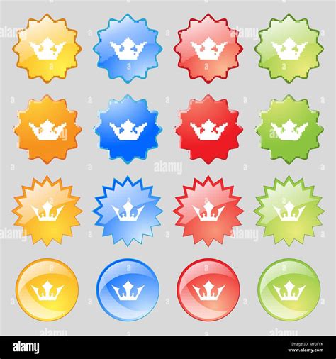 Crown Icon Sign Big Set Of Colorful Modern Buttons For Your Design