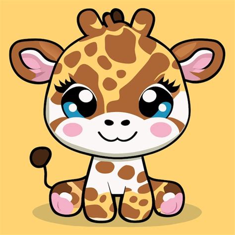 Niedliche Giraffe Handgezeichnetes Cartoon Aufkleber Symbol Konzept