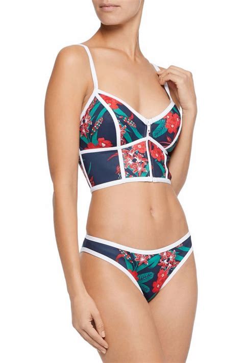 Low Rise Floral Print Neoprene Bikini Briefs DUSKII Sale Up To 70