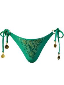 Serpentine Green Python Studded Bikini Bottom Water Vixen Swim