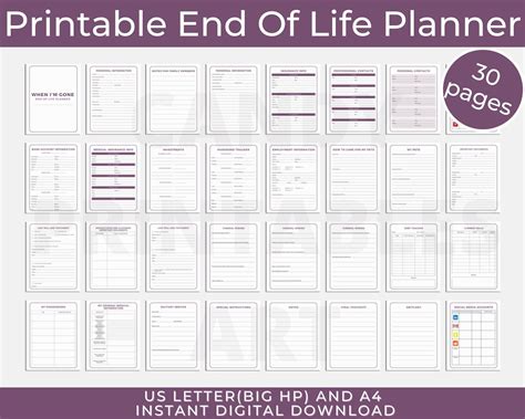 End Of Life Planner Emergency Binder When I Die Printable What If