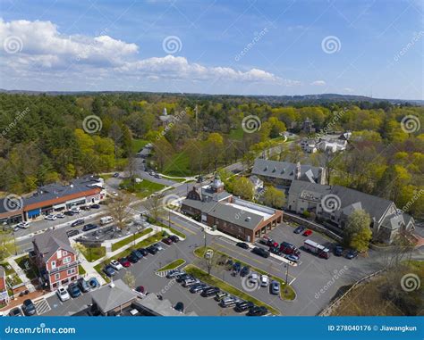 Weston Town Center Aerial View Massachusetts Usa Stock Photo Image