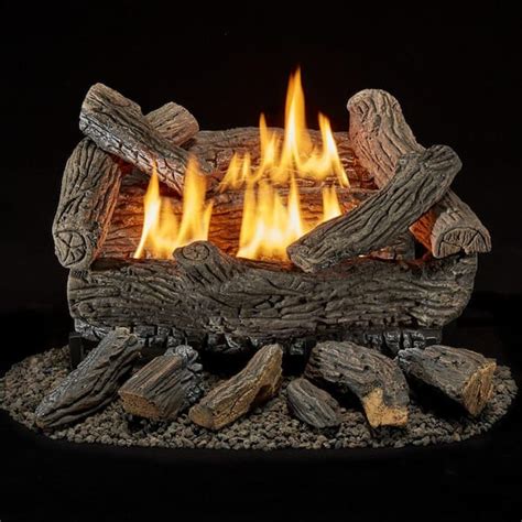 Bluegrass Living Vent Free Propane Gas Log Set 18 Inch Traditional Oak 30 000 Btu Remote