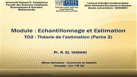 Echantillonnage et estimation TD 2 Théorie de l estimation Partie 2