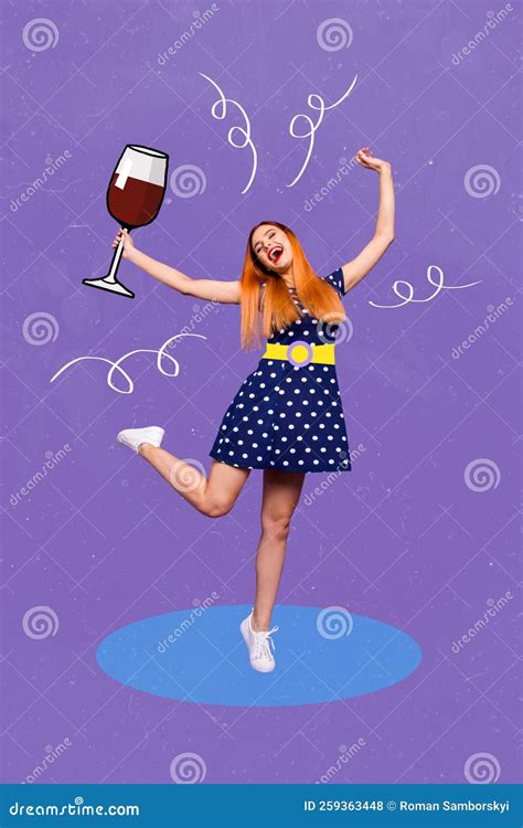 Creative Trend Collage of Dancing Funny Drunk Woman Retro Vintage ...