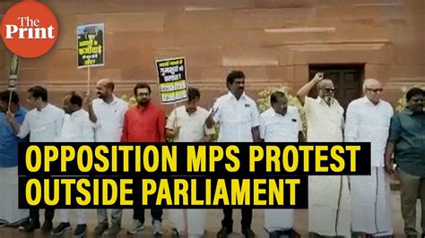 Opposition Mps Protest Outside Parliament Over Adani Issue Demand Jpc