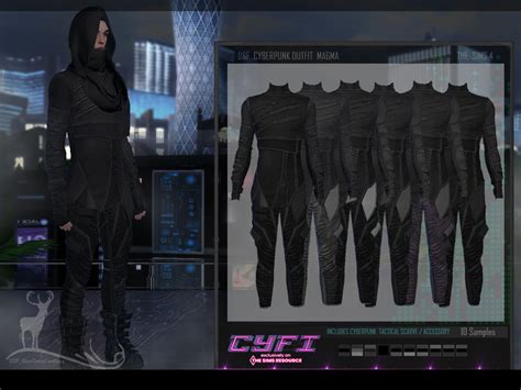 DansimsFantasy The Sims 4 Cyberpunk CYBERPUNK OUTFIT MAGMA