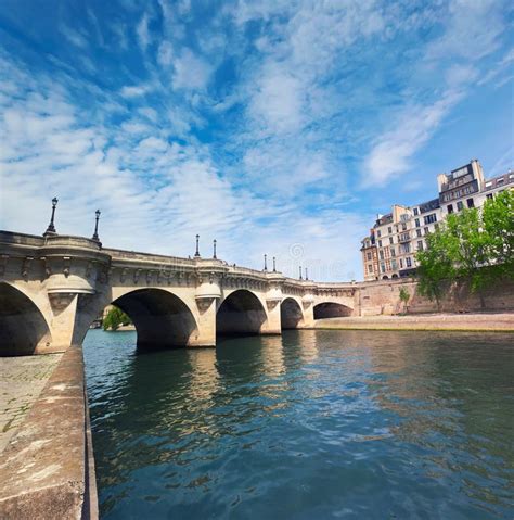 Pont Neuf Bridge on Seine River in Paris, France, on a Bright Sunny Day ...