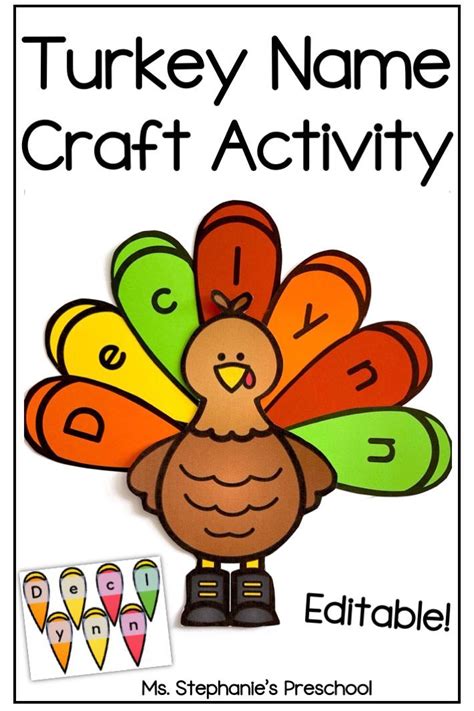 Turkey Name Craft Activity Ms Stephanie S Preschool Thanksgiving