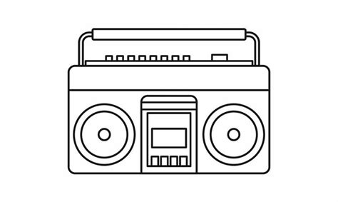 Boombox Easy Drawing - Radio Boombox Drawing Illustration Coloring ...