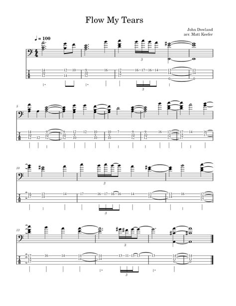 Flow My Tears John Dowland Solo Bass Sheet Music For Bass Guitar Solo