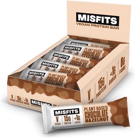 Misfits Vegan Protein Bar Chocolate Hazelnut 12 X 45 Gr