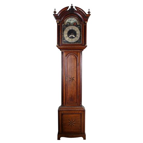 8 Ft Antique Oak Tall Case Clock Ebth