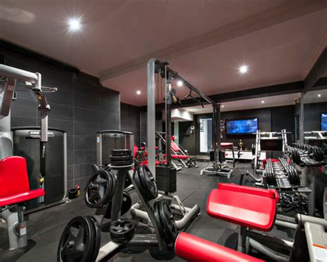 Home Gym Design Ideas, Renovations & Photos with Black Walls