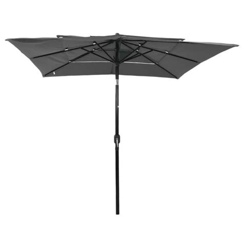 Parasol à 3 niveaux avec mât en aluminium Anthracite 2 5x2 5 m HAO