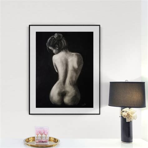 Erotic Bedroom Wall Art Naked Woman Painting Above The Bed Etsy