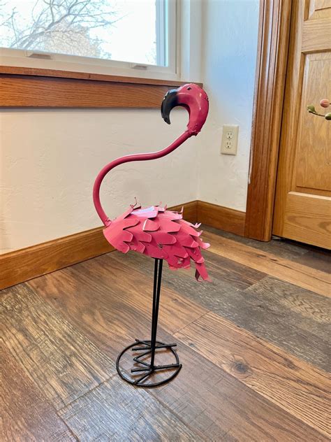 Pink Flamingo Bird Statue Garden Stake Outdoor Garden Art Etsy