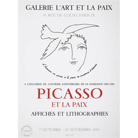 Lot AFFICHE PABLO PICASSO 1881 1973 D APRÈS