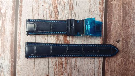 Dark Blue Full Grain Crocodile Leather Strap For Orient Bambino Gen 2 ...