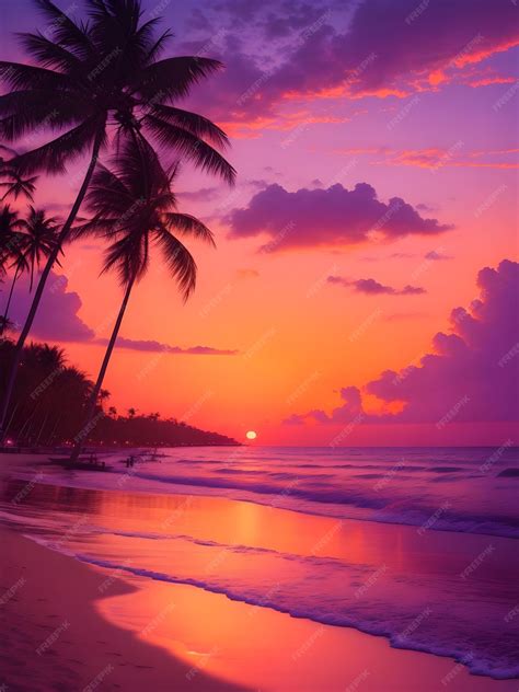 Premium Photo Beautiful Sunset Over The Sea On Tropical Beach With