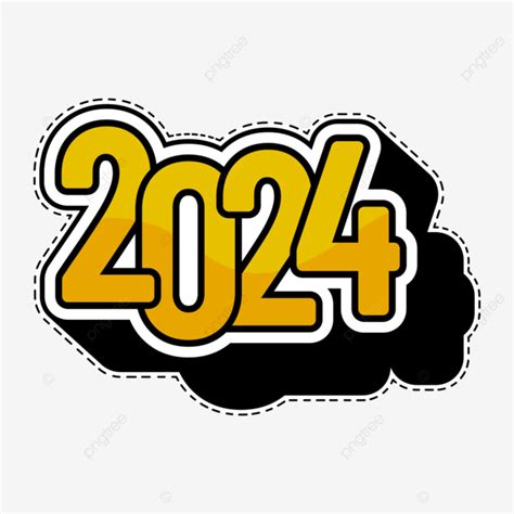 Black And Yellow 2024 Sticker Vector Black Yellow 2024 Png And