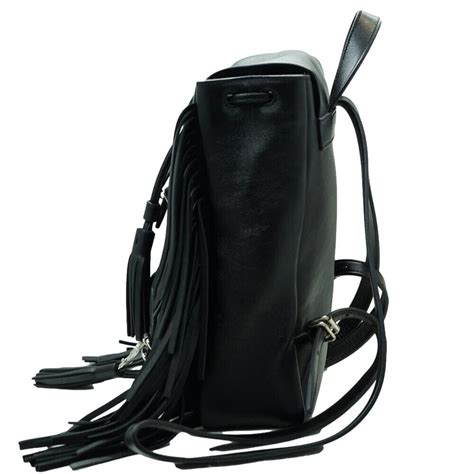 SAINT LAURENT Festival Fringe Backpack Black Leather Gem