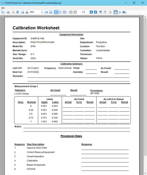 Micrometer Calibration Record Sheet at Fay Sears blog