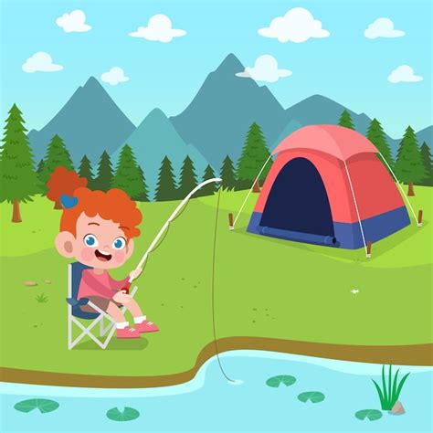 Niños Exploradores En La Ilustración Del Campamento Vector Premium