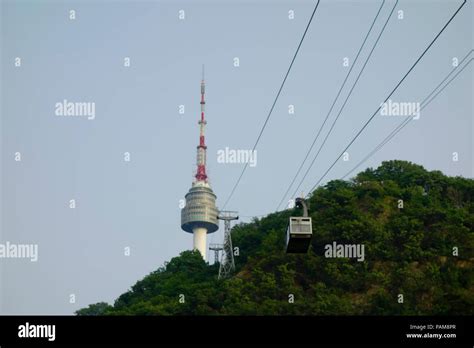 Namsan N Seoul Tower and namsan cable car, Seoul, South Korea Stock ...