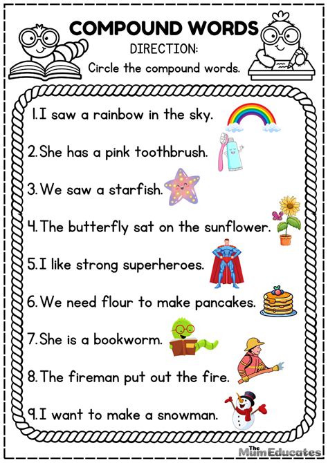 Free Compound Words List And Worksheets The Mum Educates