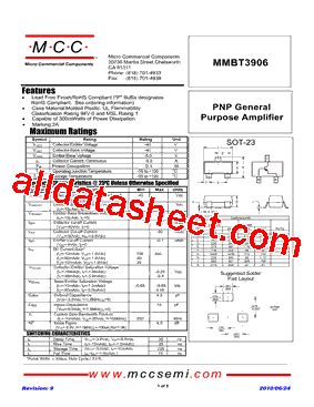 MMBT3906 TP Datasheet PDF Micro Commercial Components