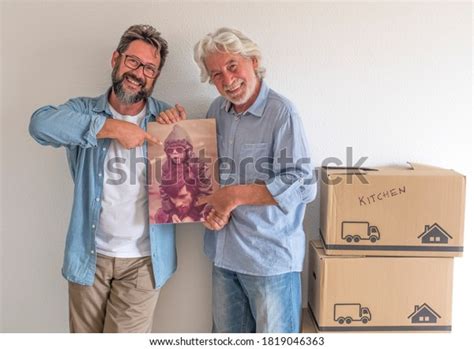 Senior Father Mature Son Empty Apartment Stock Photo Shutterstock