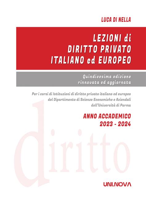 Lezioni Di Diritto Privato Italiano Ed Europeo Uni Nova