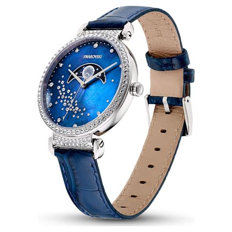 Passage Moon Phase watch, Moon, Leather strap, Blue, Stainless steel ...