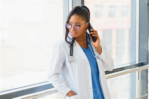 Portrait Confident African American Female Doctor Medical Professional