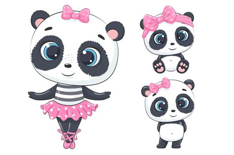 Cute Baby Girl Panda Clipart PNG EPS Baby Shower Clipart Etsy