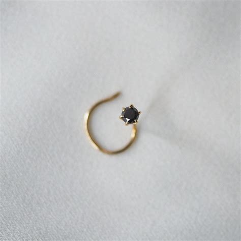 Tiny Black Diamond Nose Pin Kt Gold Melt Jewellery Atelier Yuwa Ciao Jp