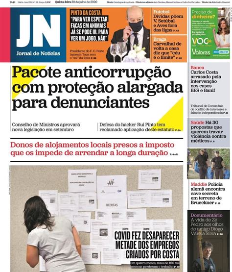 Capa Do Jn De Hoje Pacote Anticorrup O Prote O Alargada Para