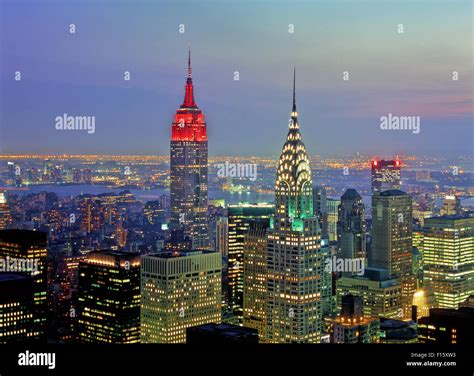 Midtown, Empire State Building, Chrysler Building, night view Stock ...