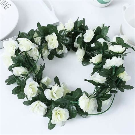 FLEUR SECHEE Spring White Guirlande De Roses En Soie Arc De Jardin