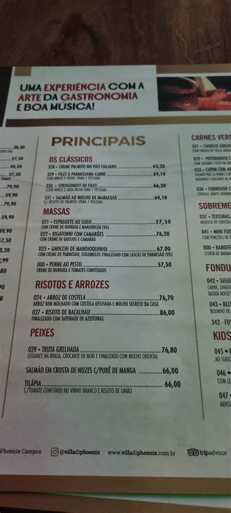 Menu At Villa Di Phoenix Pub Bar Campos Do Jord O Rua Djalma Forjaz