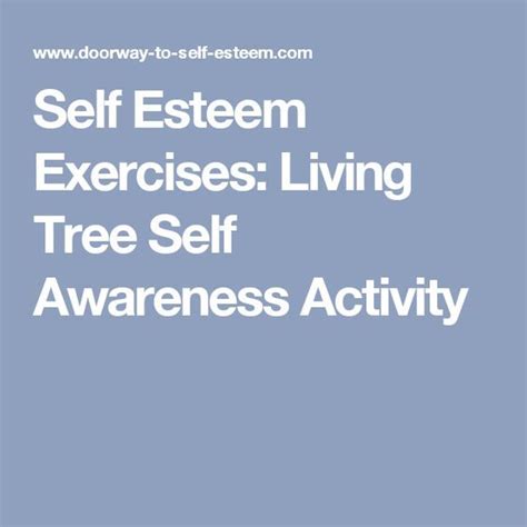 Self Esteem Exercises Living Tree Self Awareness Activity Self