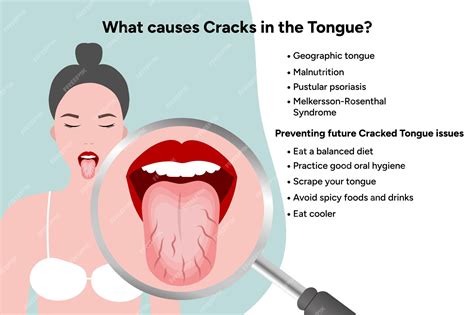 Premium Vector | Causes cracks in tongue medical information