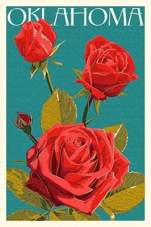 Oklahoma Rose Letterpress Posters Lantern Press Allposters