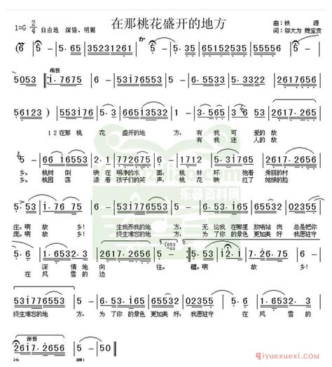 电子琴带和弦简谱 │ 在那桃花盛开的地方农村乐队 电子琴学习网